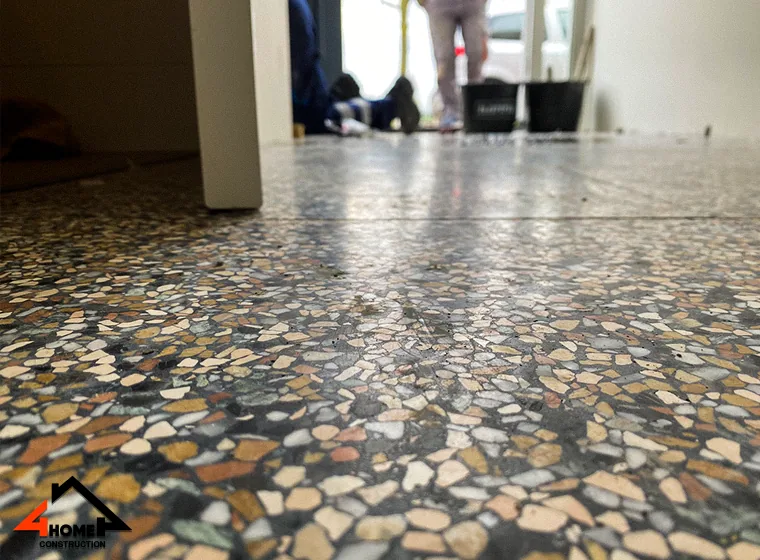 Finished terrazzo floor detail by 4Home Construction